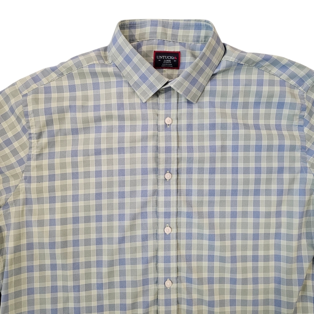 UNTUCKit Men's Blue and White Checkered Shirt